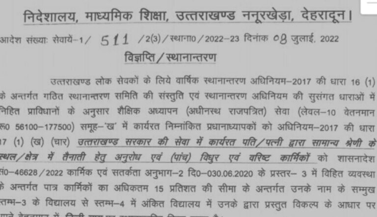 ब्रेकिंग: इस विभाग में हुए बंपर तबादले (Transfer), देखें सूची