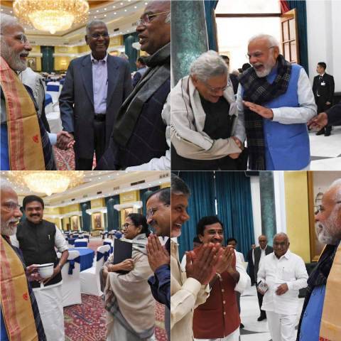 पक्ष-विपक्ष की मुलाकात : गुजरात चुनाव के बाद पीएम मोदी (PM Modi) ने खड़गे, येचुरी के साथ लगाए ठहाके, ममता-केजरीवाल भी रहे मौजूद