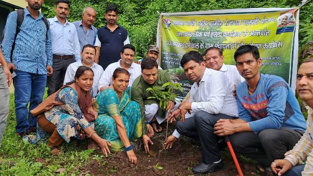प्रमुख महेन्द्र राणा ने चमोलीसैंण में फलदार पौधा रोपण कर दिया पर्यावरण का संदेश (message of environment)